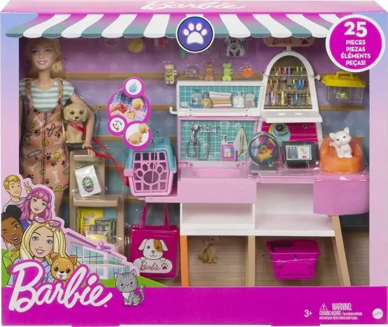 Buy Barbie Doll GRG90 Blonde and Pet Boutique Playset